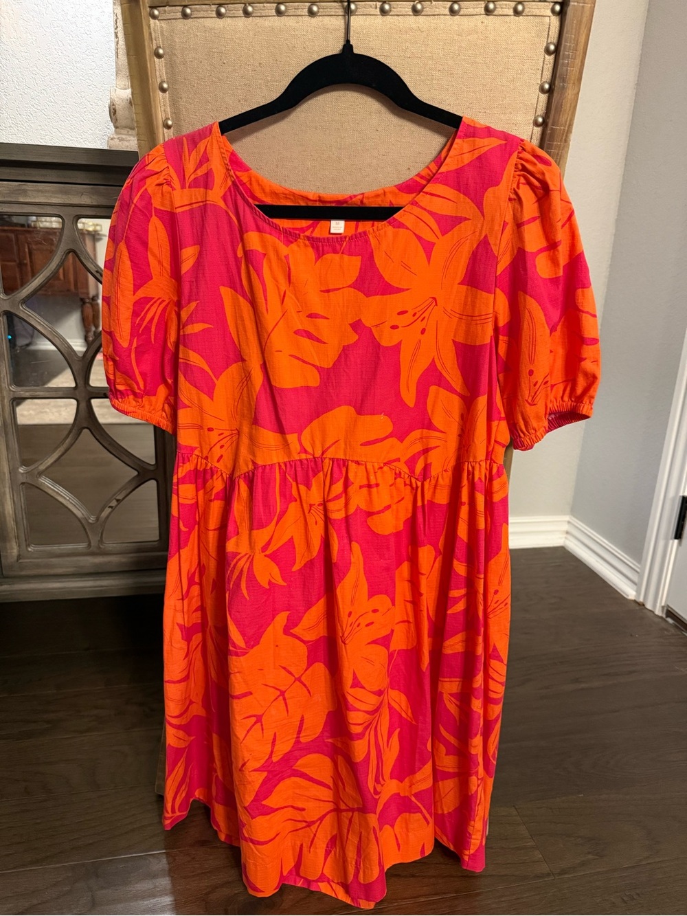 Gianni Bini Orange and Pink Floral Mini Dress